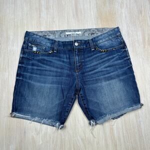 Joe's Jeans The Ex Lover Skinny Cut Off Frayed Stud Blue Denim Jean Shorts 31